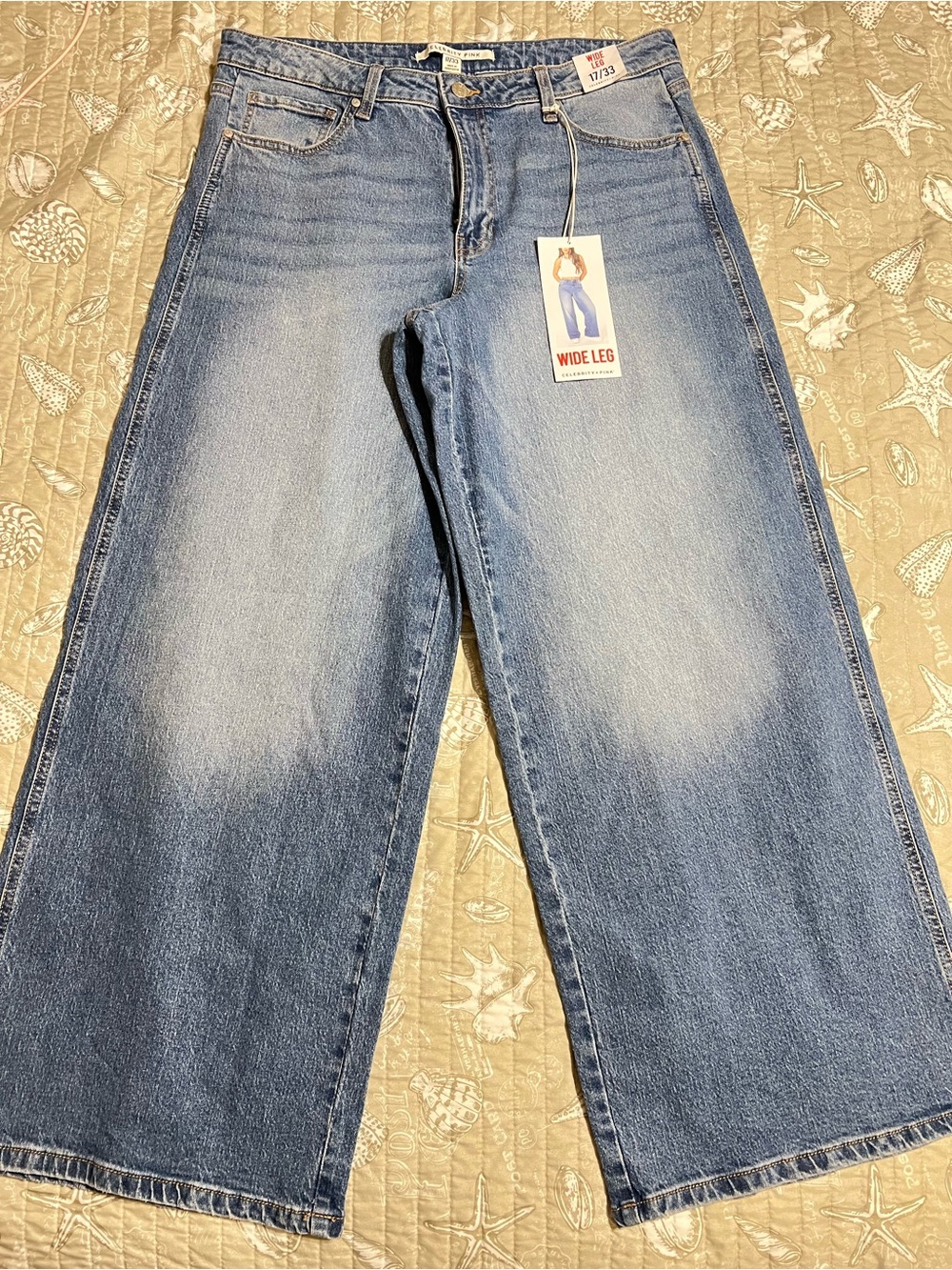 Celebrity Pink Light Blue Denim Jeans with Contrast Stitching
